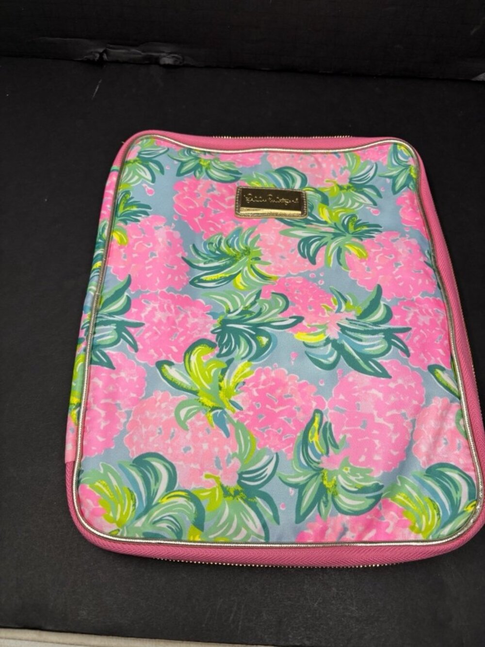 Lily Pulitzer Agenda Folio Computer Laptop Holder Bag Pink and Green